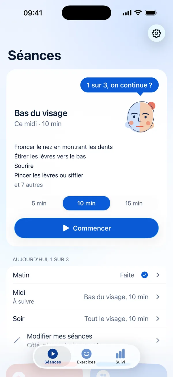 Accueil : la séance de midi est prête, la séance du matin est faite.
